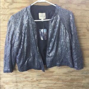 Silver Sequin Moto Jacket